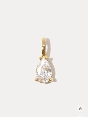 Miranda Frye Gianna Charm Gold Pear Shaped Cubic Zirconia Pendant - White Stone